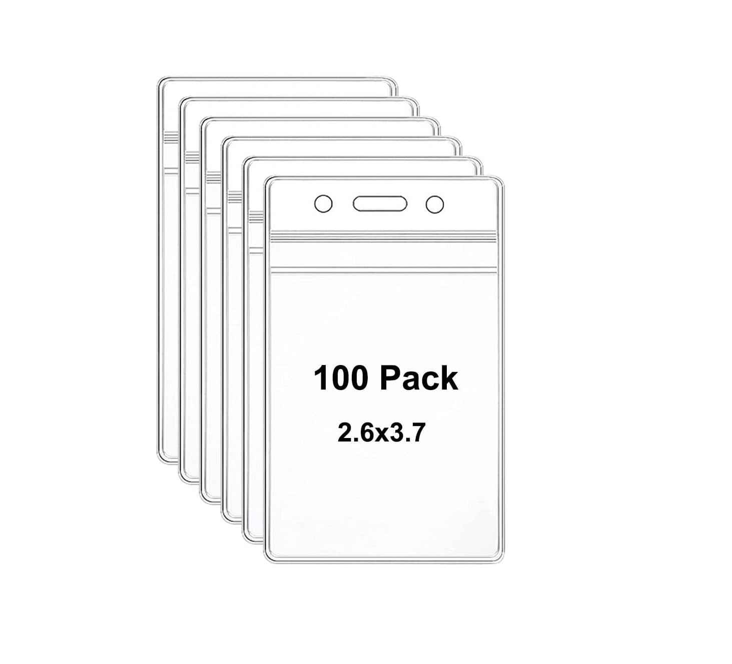 clear plastic id card sleeves 100 Pcs Clear Plastic Vertical Name Tag Badge Holders