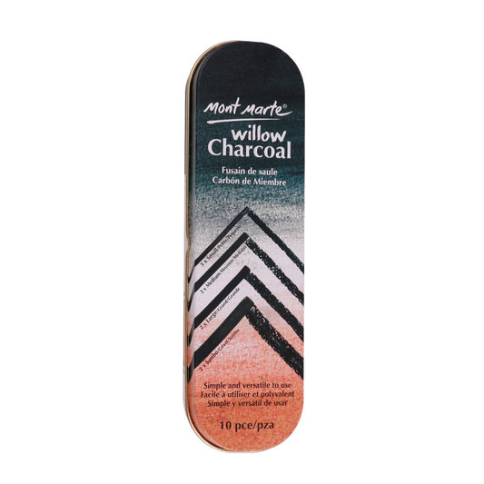 Mont Marte 10pce Willow Charcoal Sticks in Tin Box