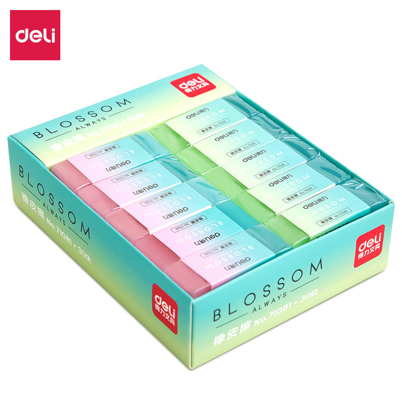 DELI 71081 BLOSSOM Pencil Rubber Eraser 30 Pack