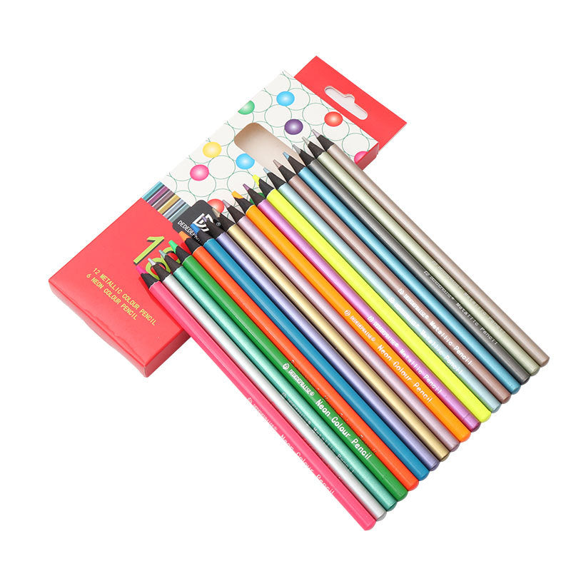 18 Pack Metallic Neon Colored Pencils