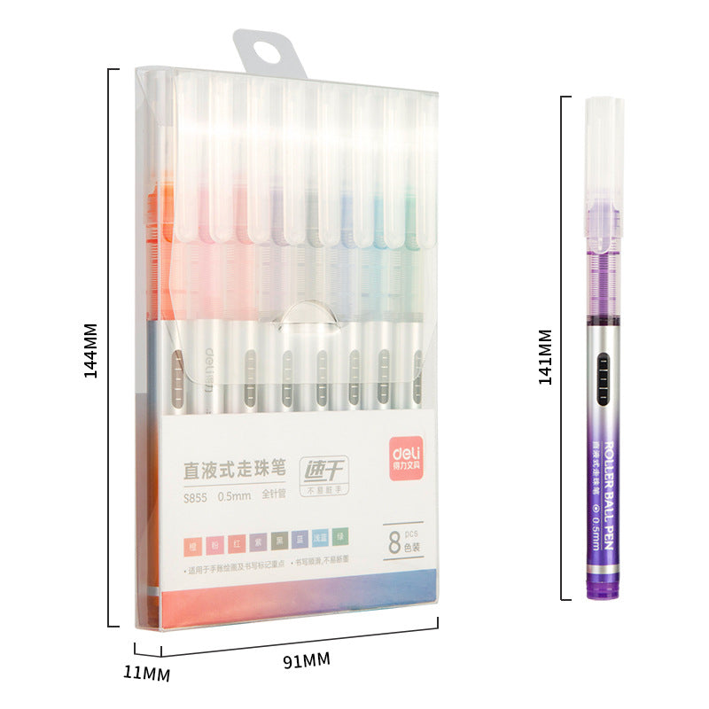 DELI S855 Liquid Ink Rollerball Pens 8 Color 0.5MM Fine Point