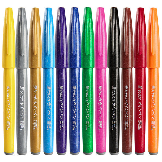 Pentel Fude Touch Sign Pen,Felt Pen Like Brush Stroke,2 Pack
