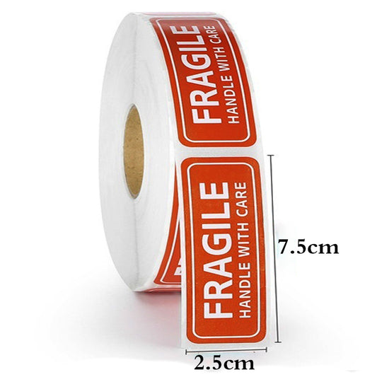 Fragile 1"x3" Handle with Care Shipping Stickers,500 Labels Per Roll