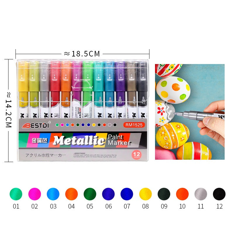 BESTDI Paint Pens 12 Color Permanent Acrylic Markers