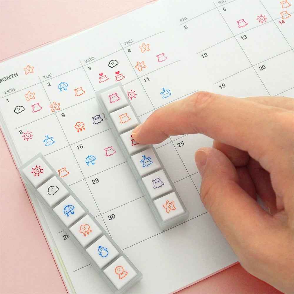 KODOMO NO KAO Pochitto6 Push-Button Self-inking Stamp NEW