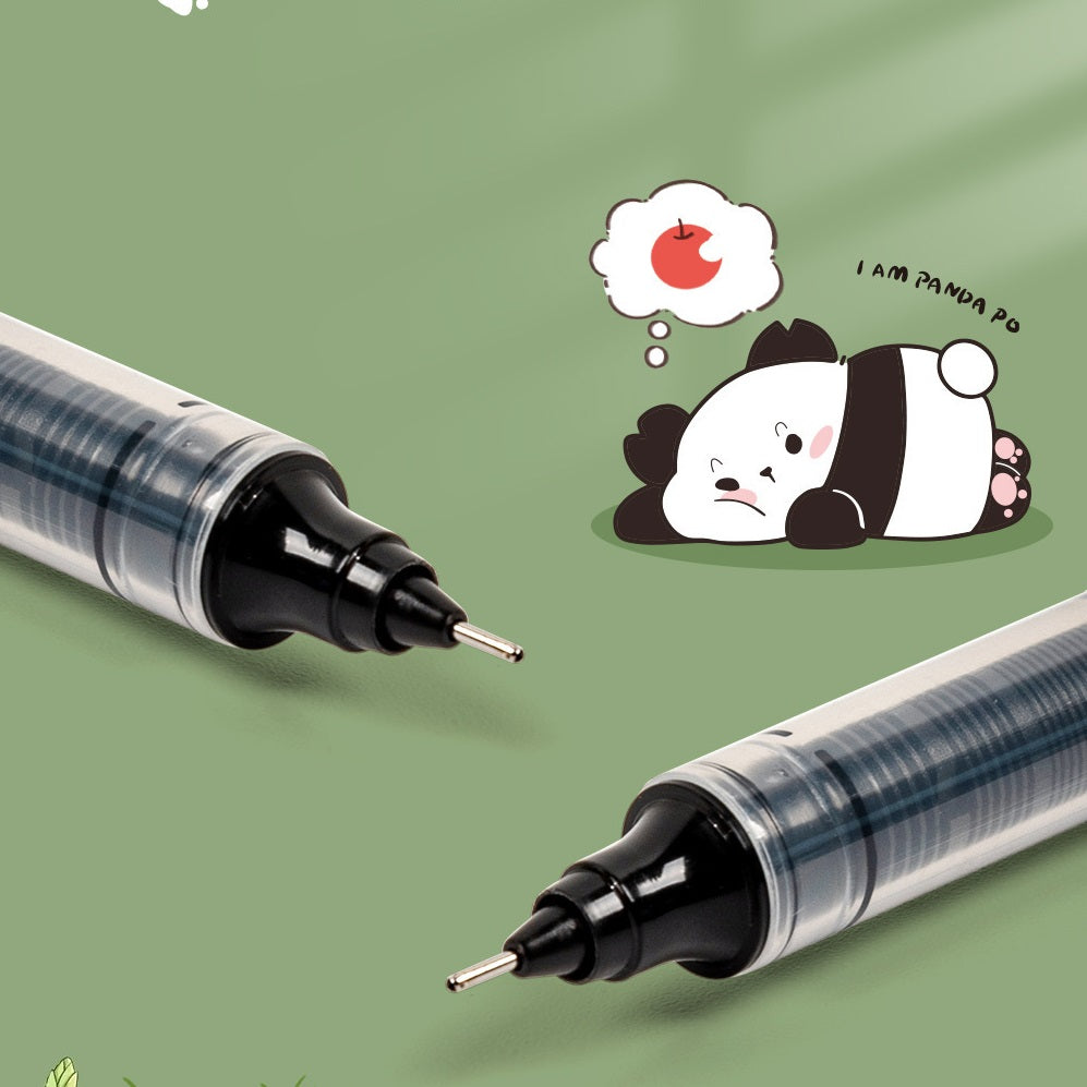 12PCS Cute Panda Rollerball Pen 0.5mm Black Liquid Ink