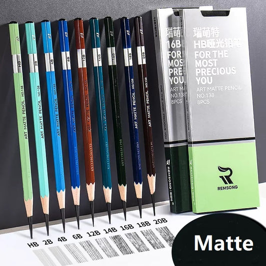 REMSONG ART Matte Pencil Set HB-20B Sketching and Drawing 8 Pack