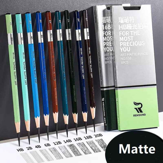 REMSONG ART Matte Pencil Set HB-20B Sketching and Drawing 8 Pack - TTpen