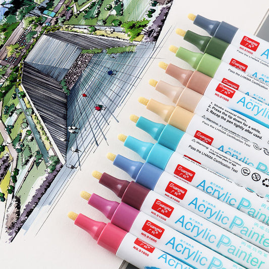 Guangna Pastel Paint Acrylic Marker Pens,3mm Medium Tip,12 Colors
