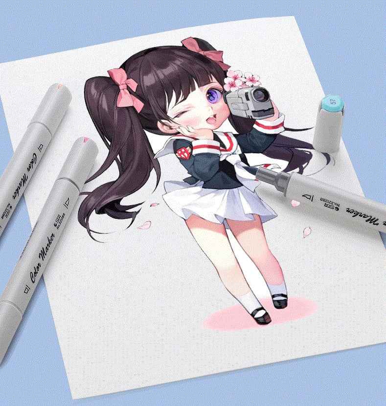 STA Alcohol Art Markers 128/168 Color Chisel & Brush Tip with Carrying Bag - TTpen