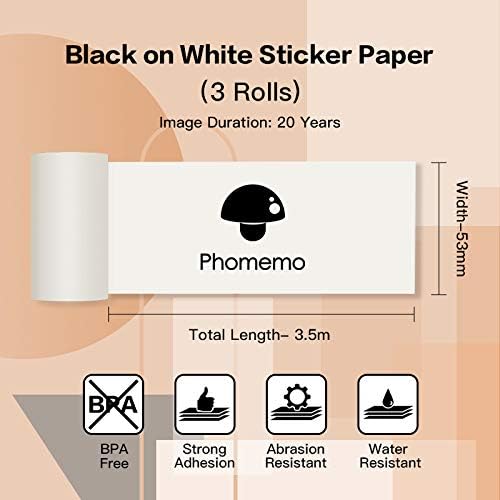 Sticker Thermal Paper for Phomemo M02 M03 Printer White 50mm x 3.5m