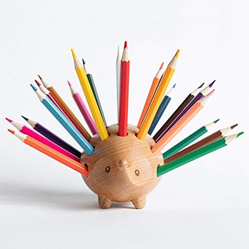 Hedgehog Wooden Pen Cup Pencil Holder