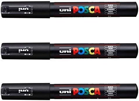 Posca PC-1M Paint Art Marker Pens Black Set 3 Pack