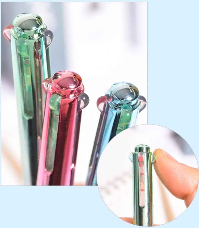 4in1 Multi-Function Click Pen – Black/Blue/Red/Green 0.5mm 6-Pack