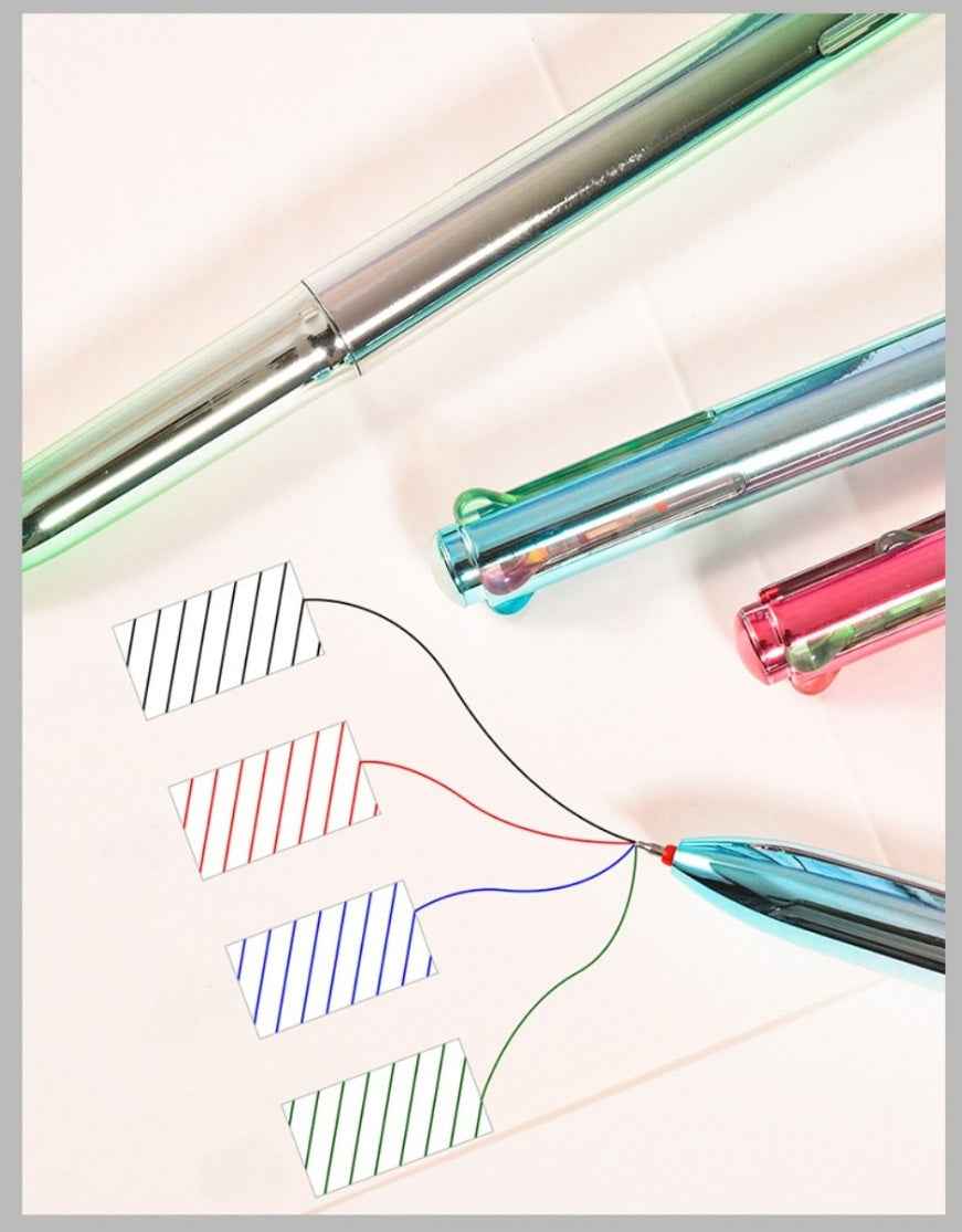 4in1 Multi-Function Click Pen – Black/Blue/Red/Green 0.5mm 6-Pack