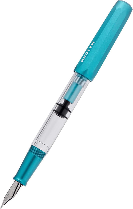 MAJOHN T1 Piston Fountain Pen,Aluminium Transparent,0.5mm Fine Nib