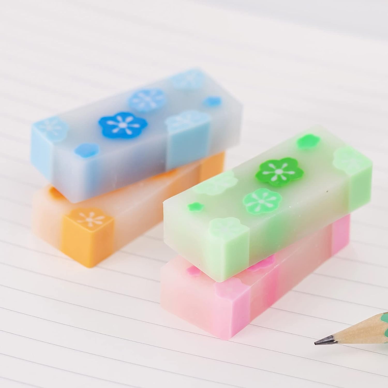 Fruit Ball Dinosaur Sakura Cute Pencil Erasers for Kids 16 Pack