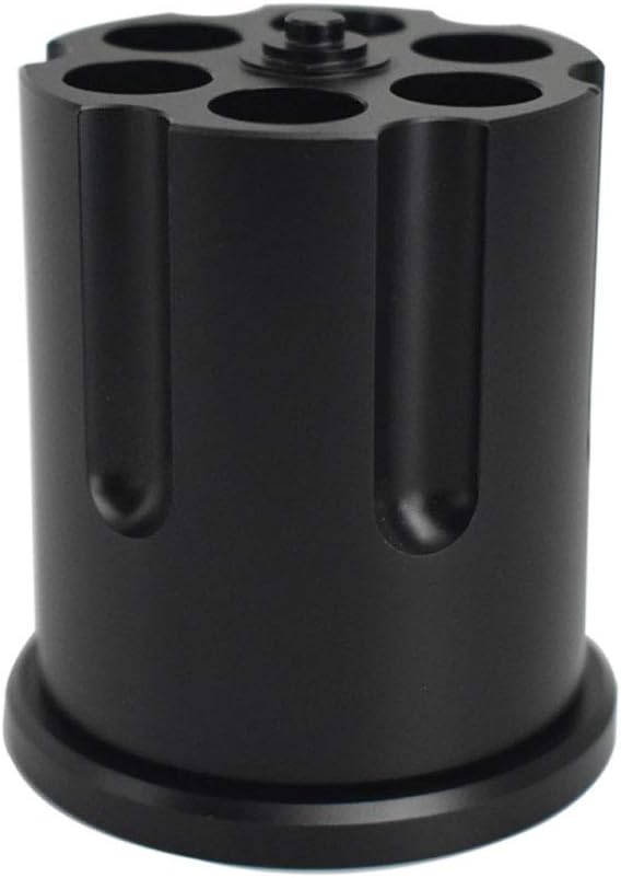 Aluminum Rotating Revolver Pen Holder with 6 Holes Black