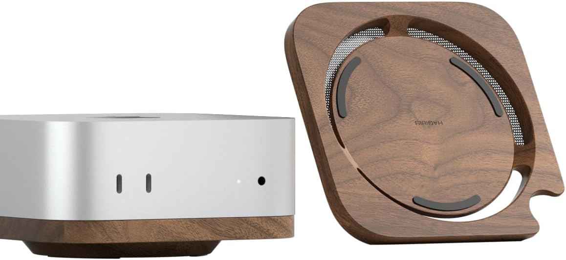Black Walnut Wooden Desktop Stand for Mac Mini M4 Pro 2024