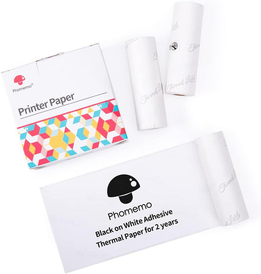 Phomemo White Adhesive Thermal Sticker Paper 77mm for M03 M04S Printer