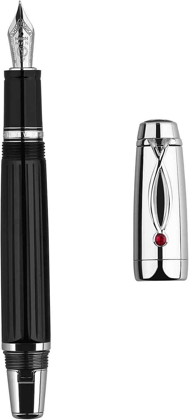 Majohn X1 Retractable Fountain Pen Black Resin,Iridium Extra Nib - TTpen