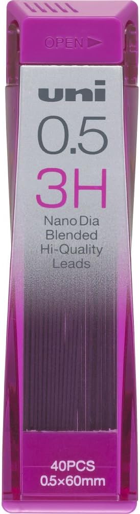 Uni Mechanical Pencil Lead,Nano Dia,0.5mm 3H 2 Pack