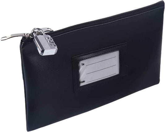 Leather Money Bag with Zipper For Depositing Cash and Bank Deposits - TTpen