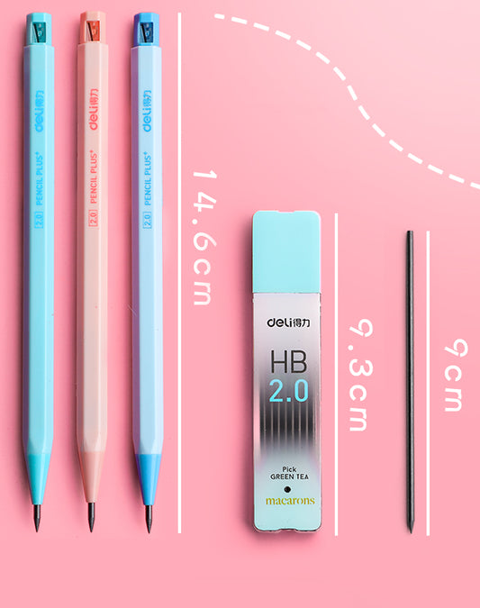 DELI 2.0MM Mechanical Pencil Plus with 24pcs Black Lead Refills