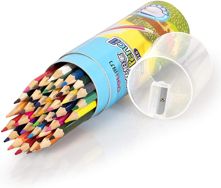 Deli 36 Colored Pencils with Built-in Sharpener in Tube Cap