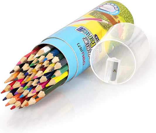 Deli 36 Colored Pencils with Built-in Sharpener in Tube Cap