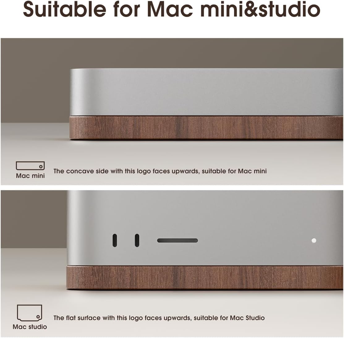 Black Walnut Desktop Stand for Mac Mini and Mac Studio