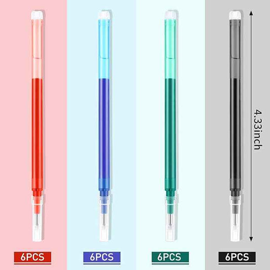 24pcs Erasable Gel Ink Pen Refills Point 0.7 mm (Black,Red,Green,Blue) - TTpen