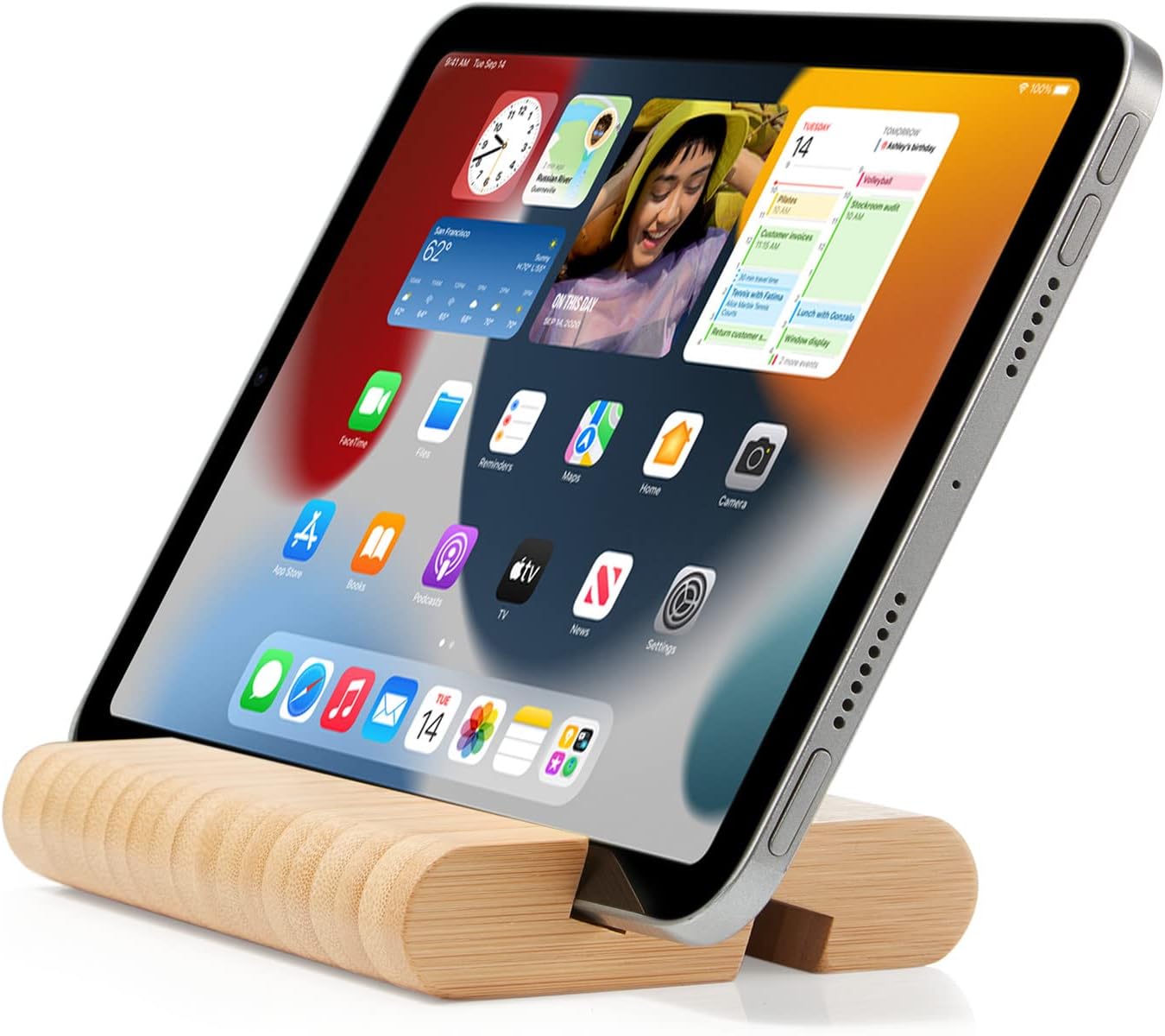 Bamboo Cell Phone Stand Wooden Tablet Stand for Desktop