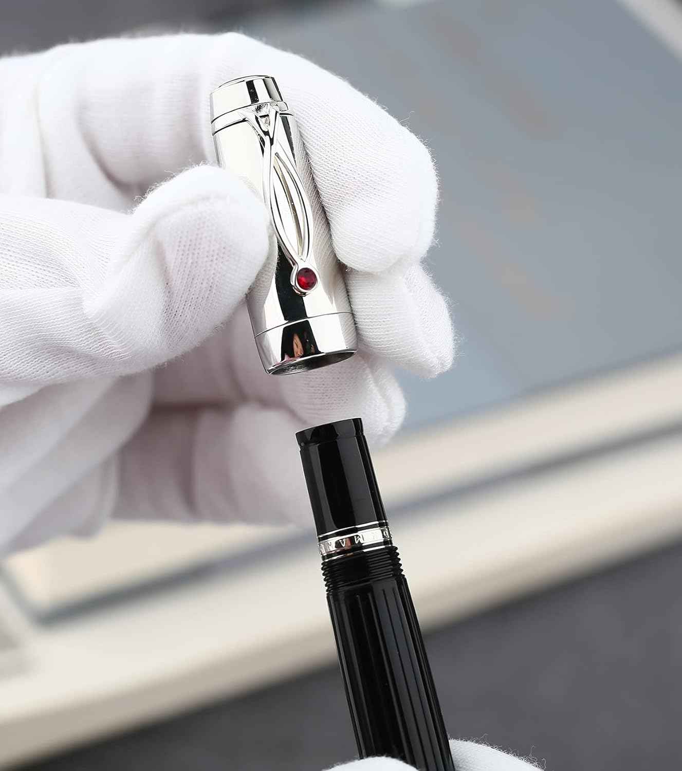 Majohn X1 Retractable Fountain Pen Black Resin,Iridium Extra Nib - TTpen