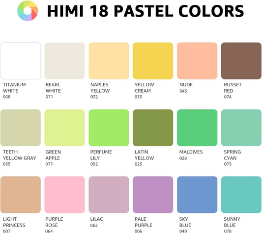HIMI 18 Pastel Color Gouache Paint 30ml Set