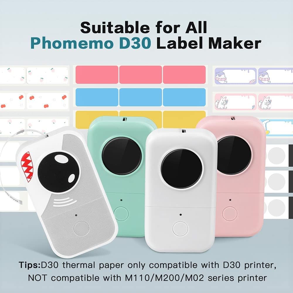 Phomemo D30 Adhesive Pink Bule Yellow Label Paper (14mm X 50mm)