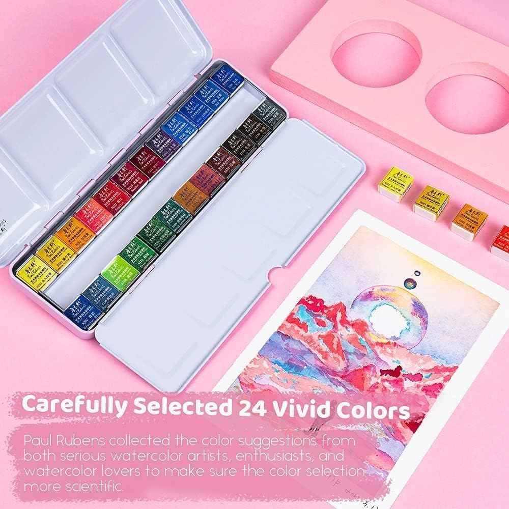 Paul Rubens Watercolor Paint Set Artist Grade,24 Vivid Colors