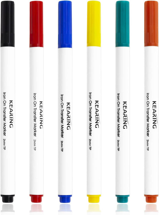 KEARING Iron On Transfer Marker Pens 2MM Sublimation 6 Color