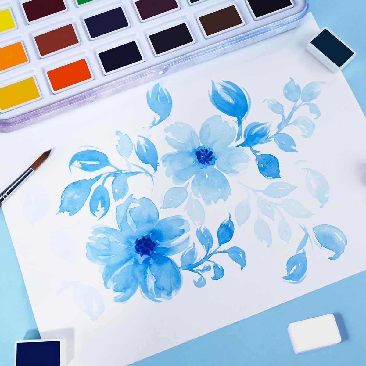 Paul Rubens Watercolor Paint Set Full Pan, 24 Vivid Colors