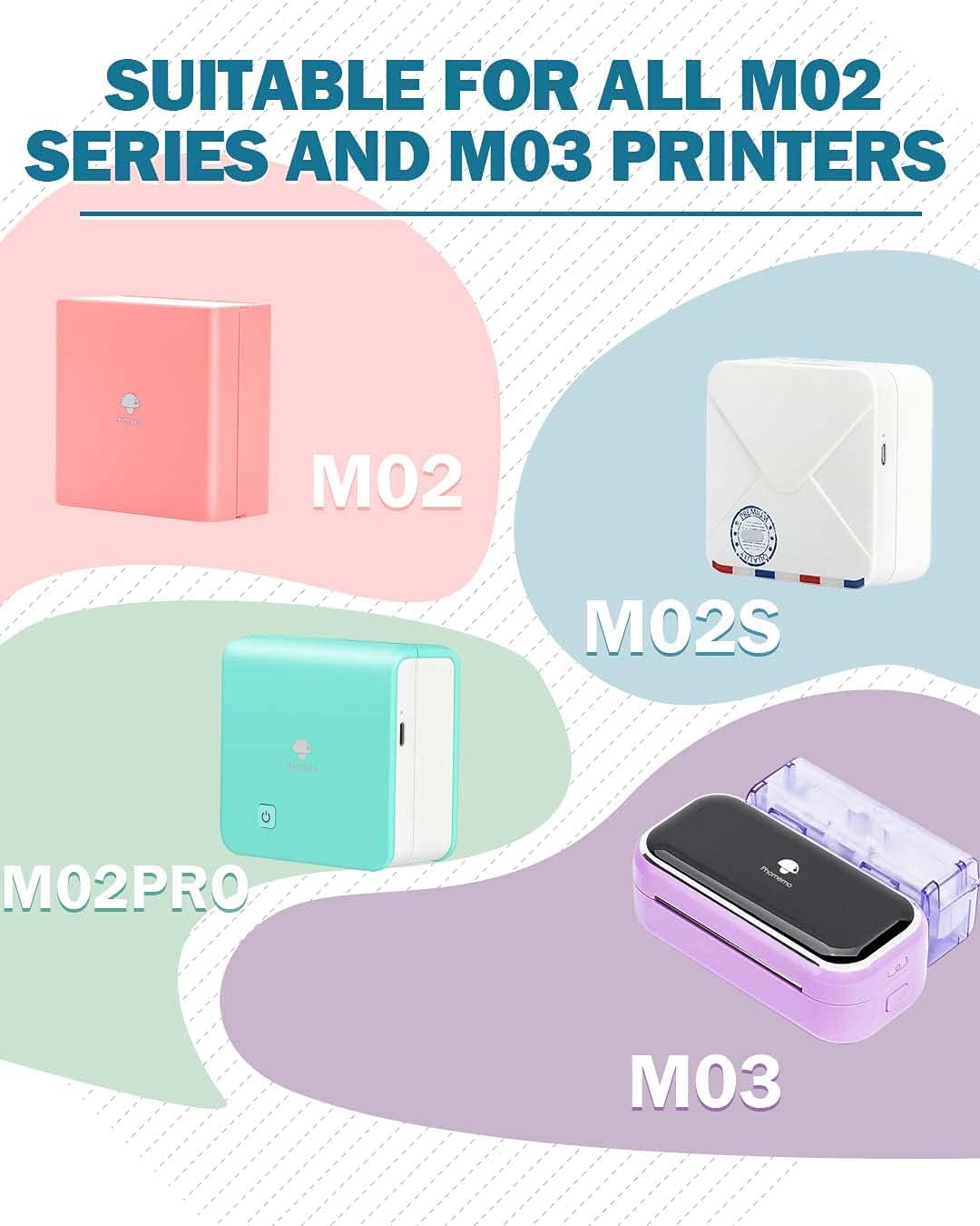 Colorful Thermal Paper 53mm x 6.5m for Phomemo M02/M03 Pocket Printer