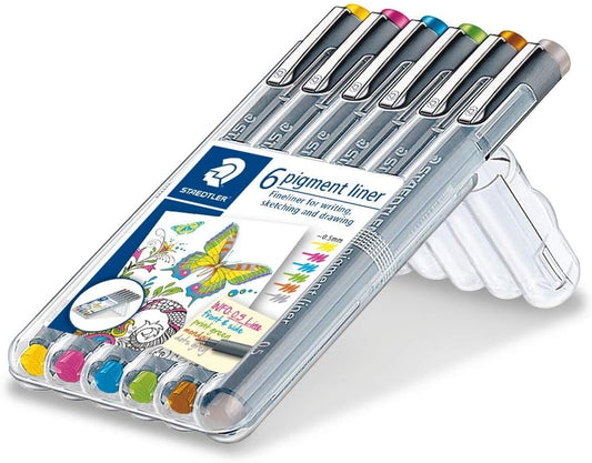 STAEDTLER 6 Color Pigment Liner Fineliner Pen 0.5mm