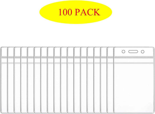100 Pcs Clear Plastic Vertical Name Tag Badge Holders - TTpen