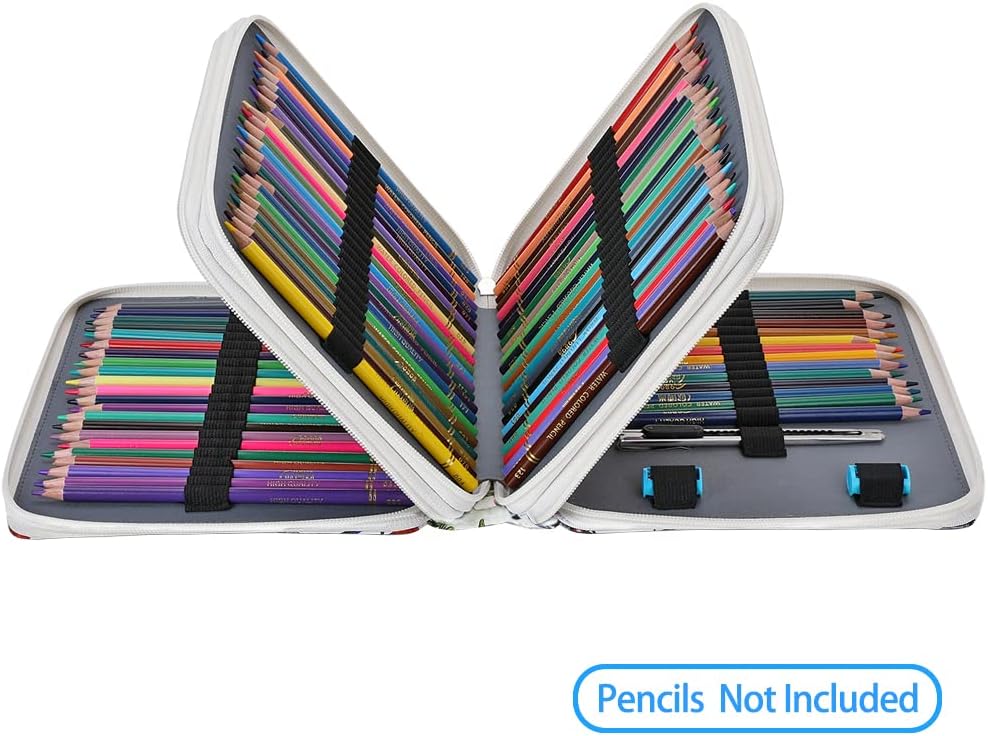 124 Slots Colored Pencil Case with Zipper Closure Dragonfly