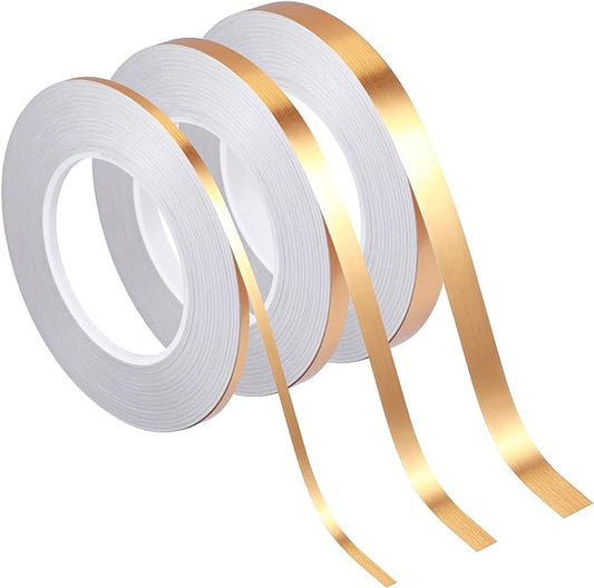 3 Rolls Self Adhesive Metalized Polyester Film Tape Gold