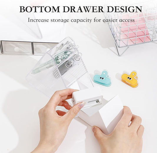 2 Pack Acrylic Pen Holder with 4 Compartments