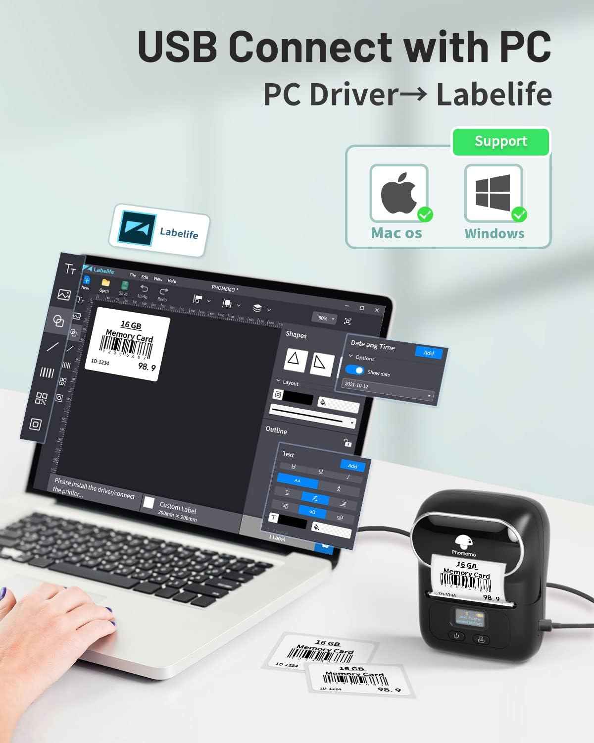 Phomemo M110 Label Maker Thermal Printer with 3 Roll Paper - TTpen