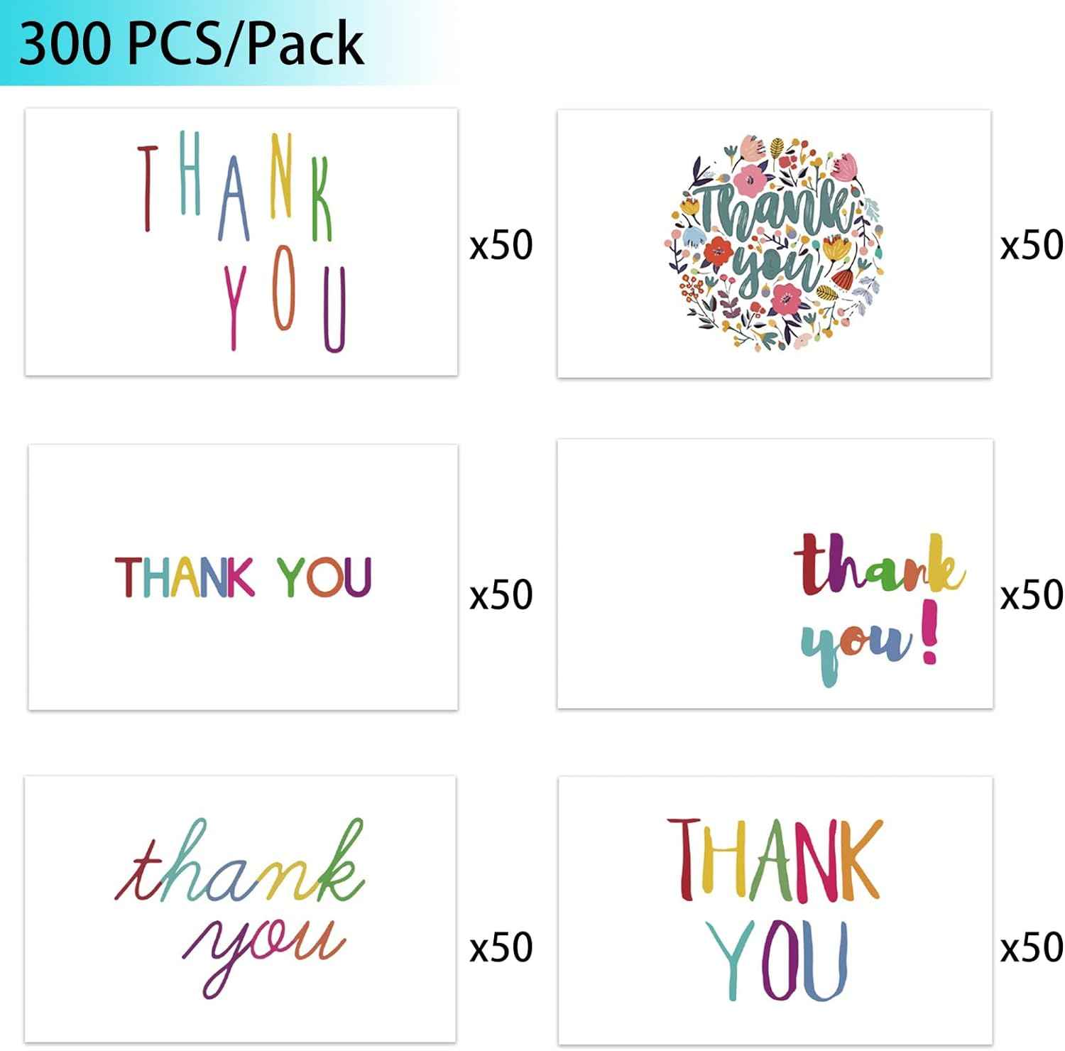 300PCS Thank You Business Cards White - TTpen