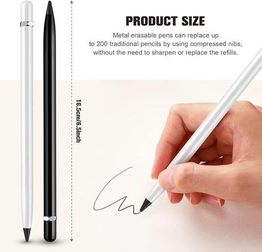 4Pcs Metal Inkless Pen Everlasting Pencil with Eraser