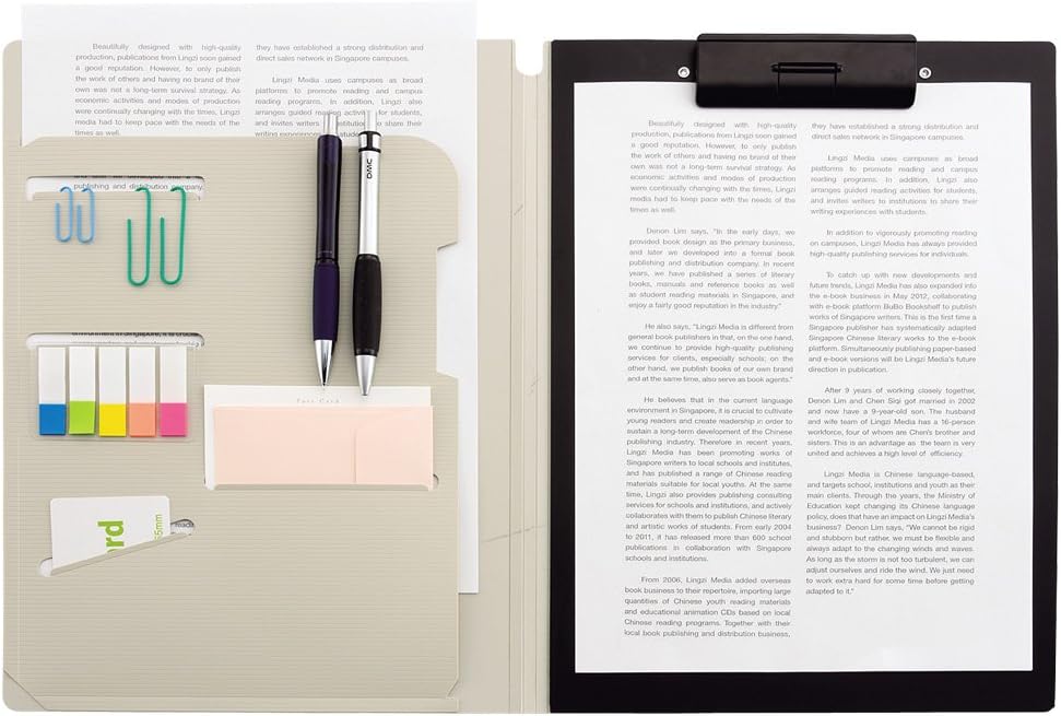 LIHIT LAB  Binder Clipboard File Holder, Multifunction, A4,
