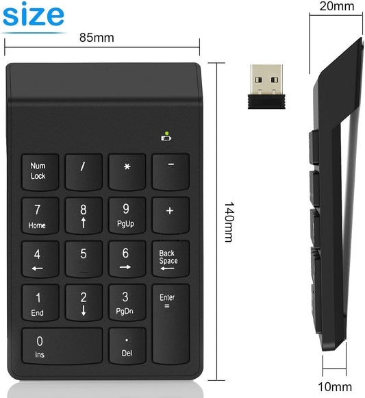 Wireless Numeric Keypad Number Pad USB for Laptop